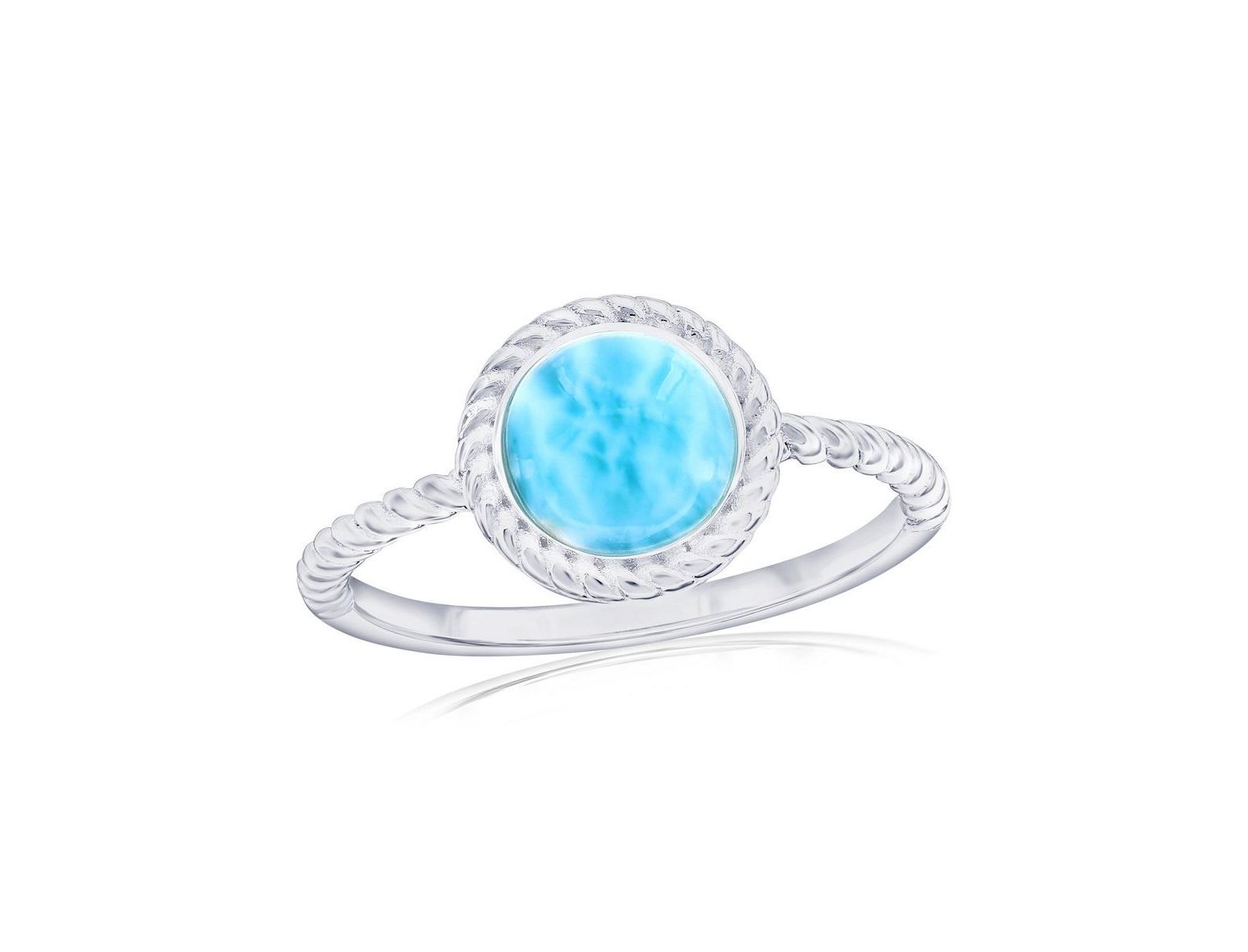 Кольцо Sterling Round Larimar Rope Design