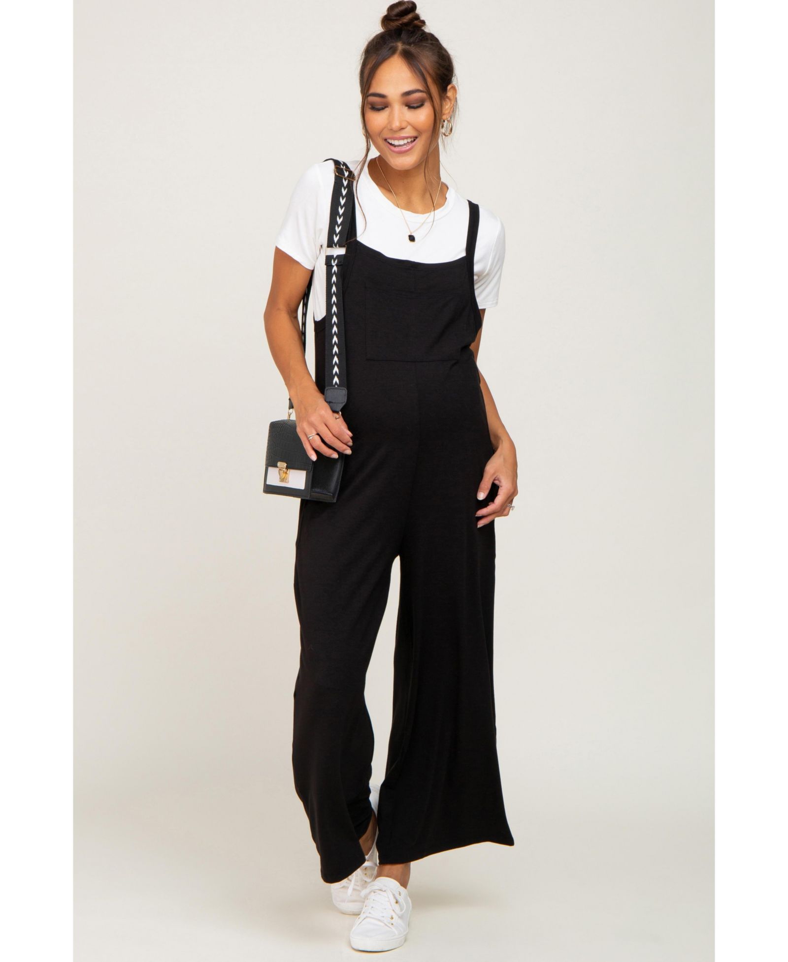 Pinkblush Women's Black Sleeveless Pocketed Wide Leg Jumpsuit