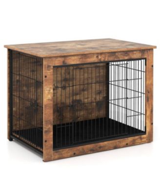 Dog Crate Furniture with Cushion and Double Doors