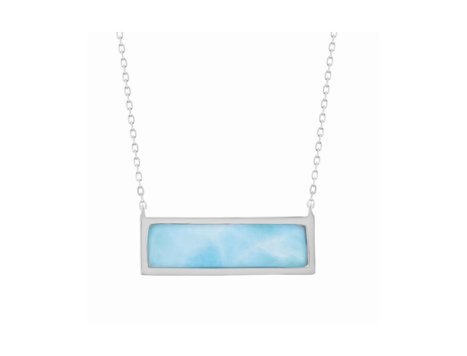Sterling Rectangle Larimar Necklace
