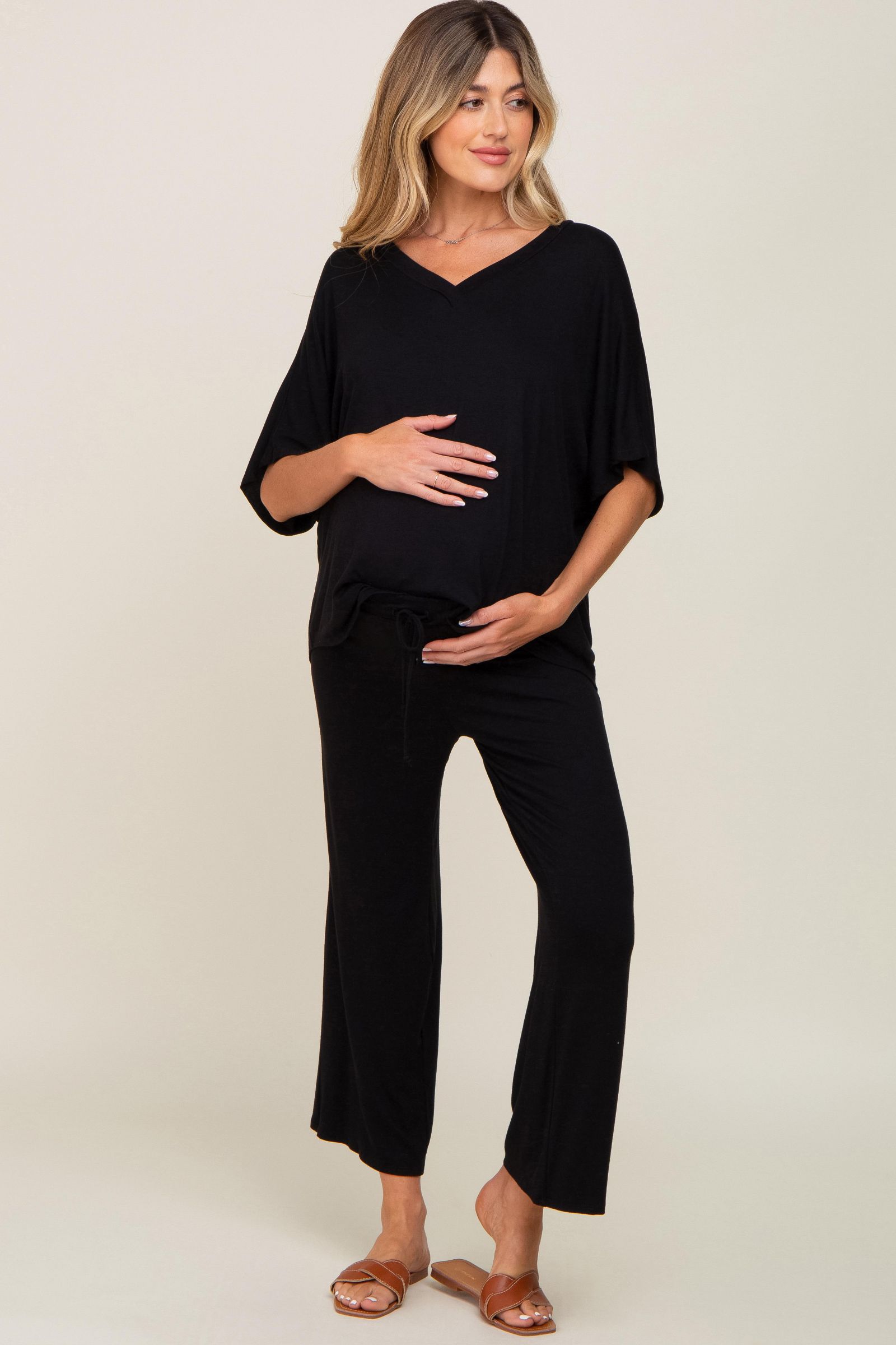 Pinkblush Women's Black Cropped Pant Set