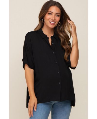 Женская рубашка Pinkblush Black Button Up Dolman с коротким рукавом