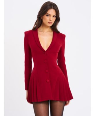 Женский блейзер-платье Miss Circle Women's Delia Burgundy с плиссировкой