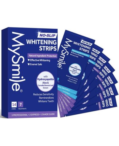MySmile Teeth Whitening Strips, Hydroxyapatite-Infuse Strips, Non-Sensitive Teeth Whitening with Natural Ingredients, Enamel-Safe, Non-Slip (7 Sets)
