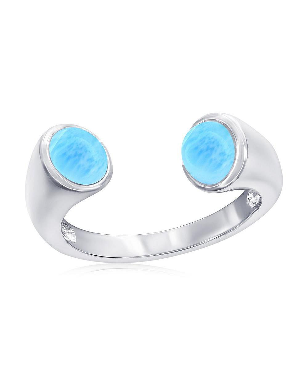 Серебряное кольцо Larimar Double Round