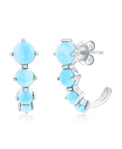 Sterling , Graduating Round Larimar Earrings