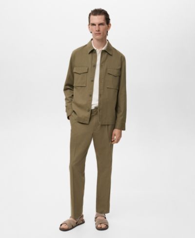 Mango Men's Cotton-Blend Straight-Leg Pleated Pants