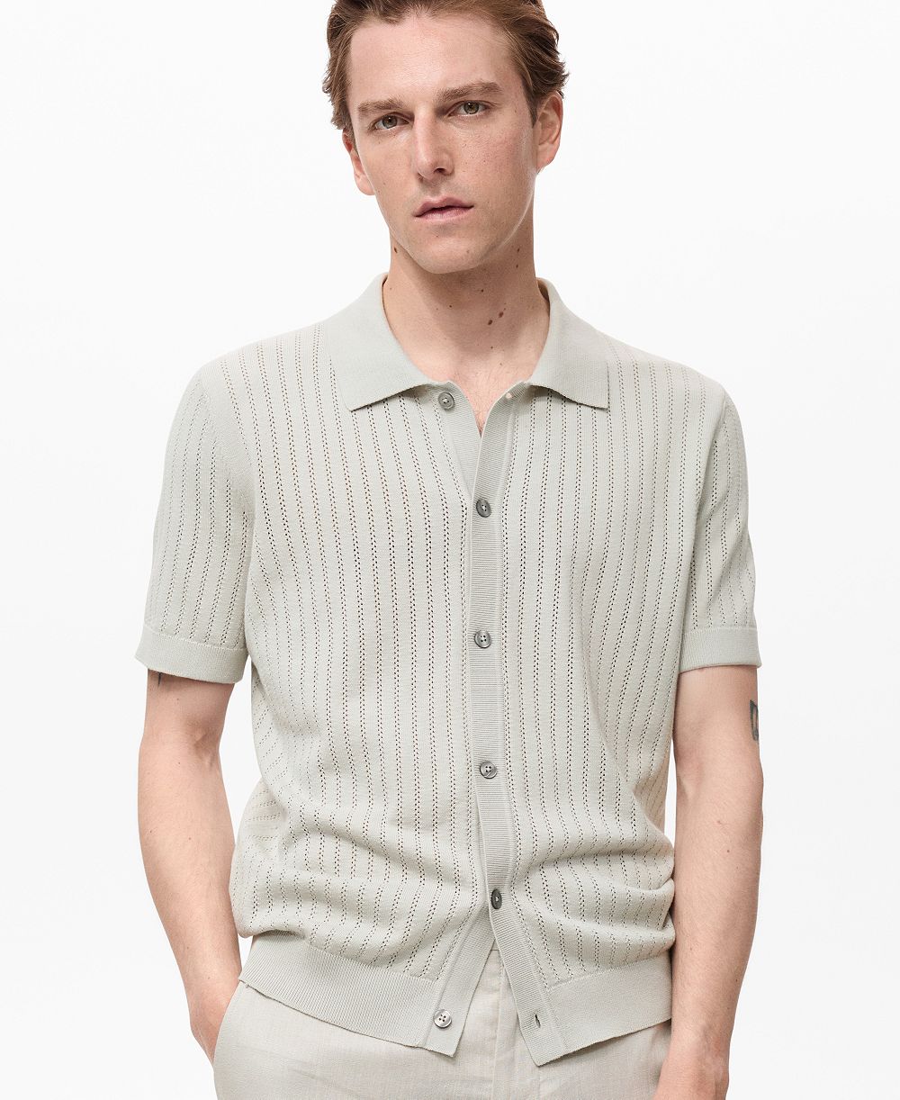 Mango Men's Openwork Detail Cotton Shirt