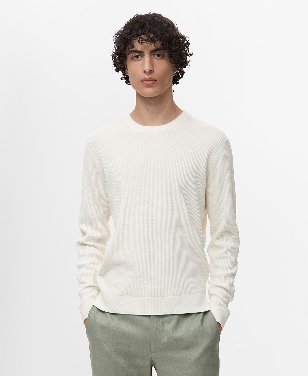 Мужской хлопковый свитер MANGO Fine Rib-Knit
