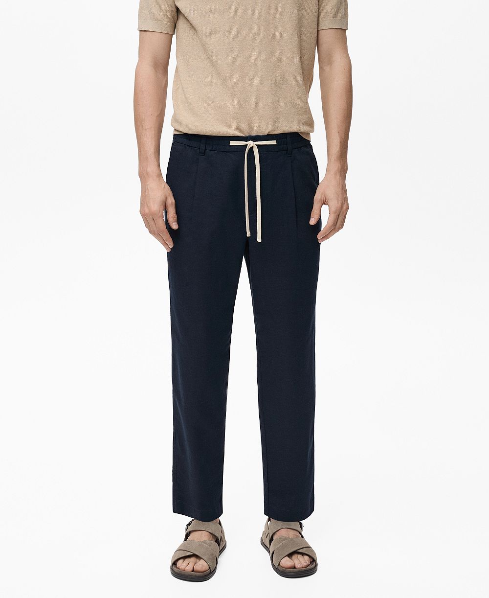 Mango Men's Slim-Fit Drawstring Linen Pants