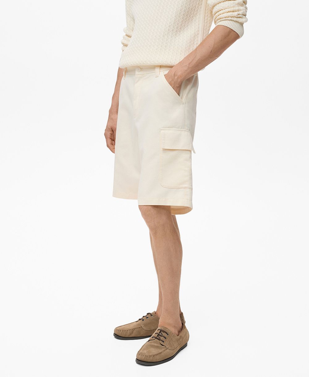 Mango Men's Cotton Lyocell Cargo 10" Bermuda Shorts