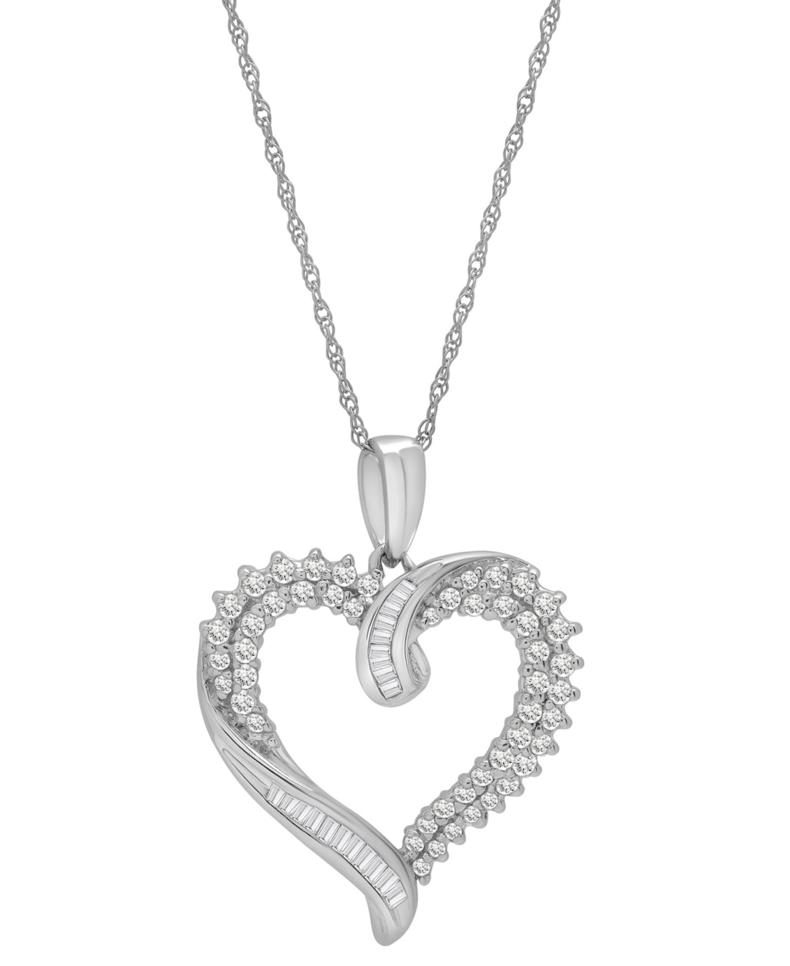 Подвеска-кулон Diamond Twist Heart 18" в золоте 14k White Gold или 14k Yellow Gold