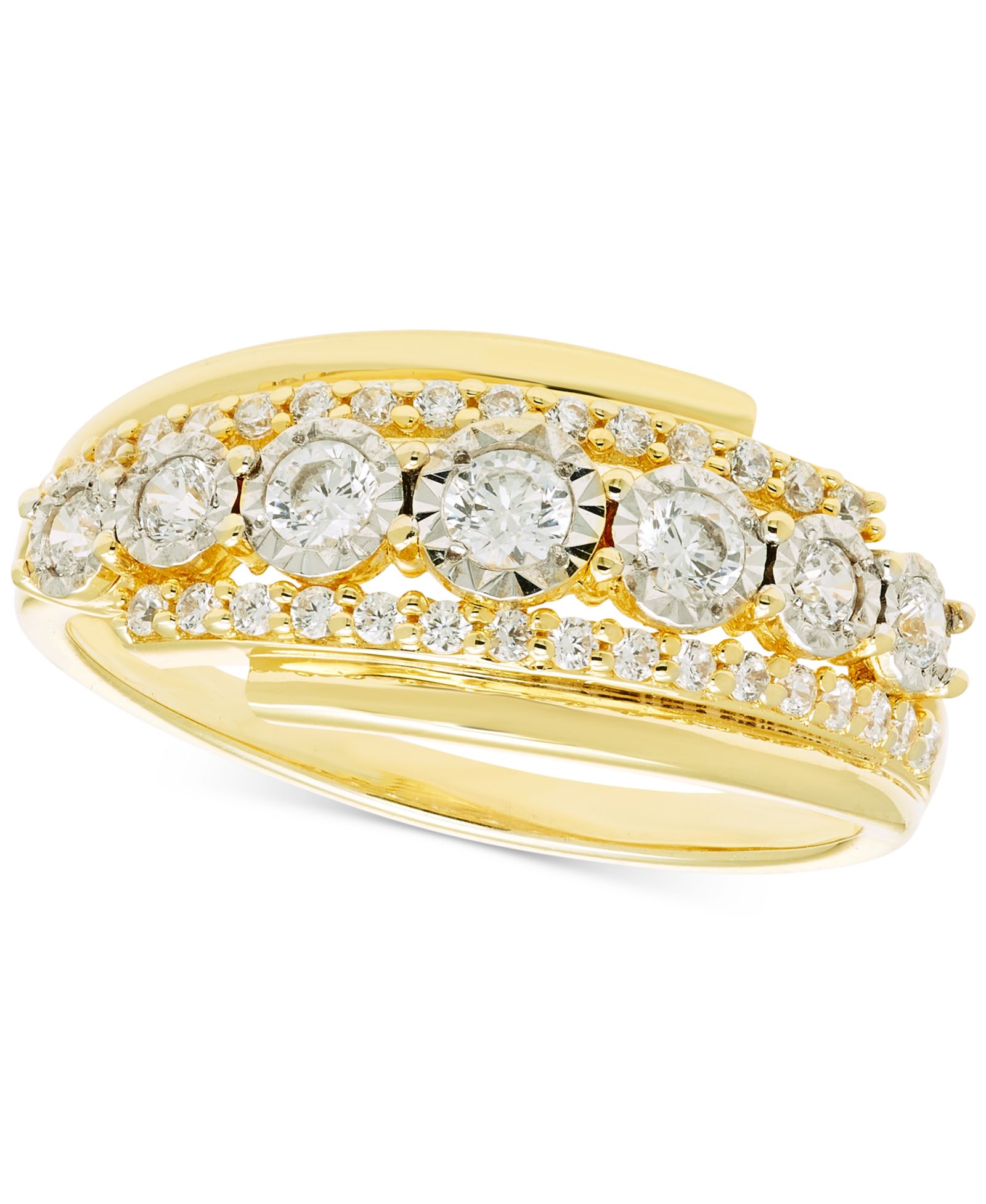 Diamond Three Row Ring (1/2 ct. t.w.) in 14k Gold or 14k White Gold