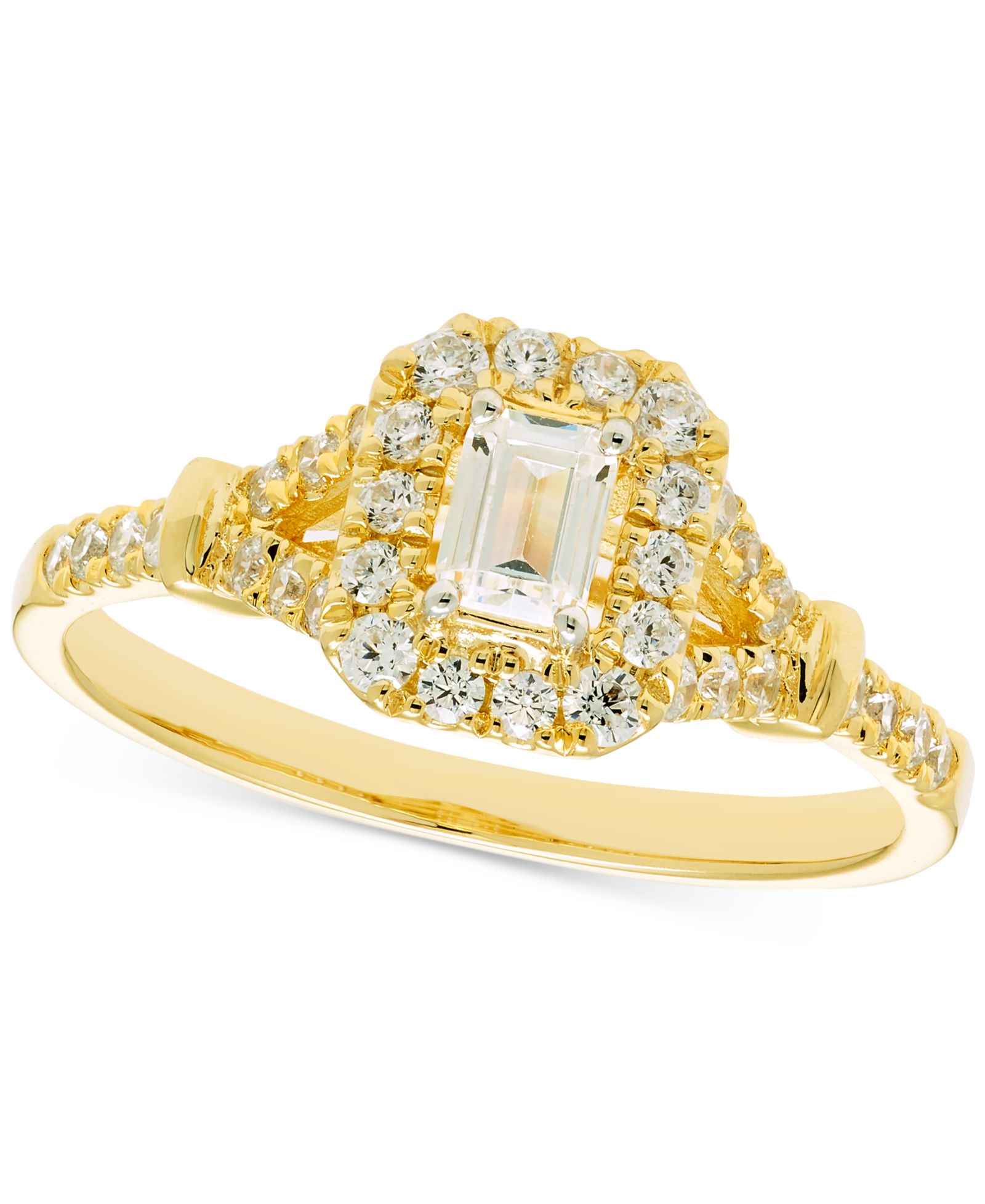 Diamond Emerald-Cut Halo Engagement Ring (5/8 ct. t.w.) in 14k Gold помолвочное кольцо с бриллиантом