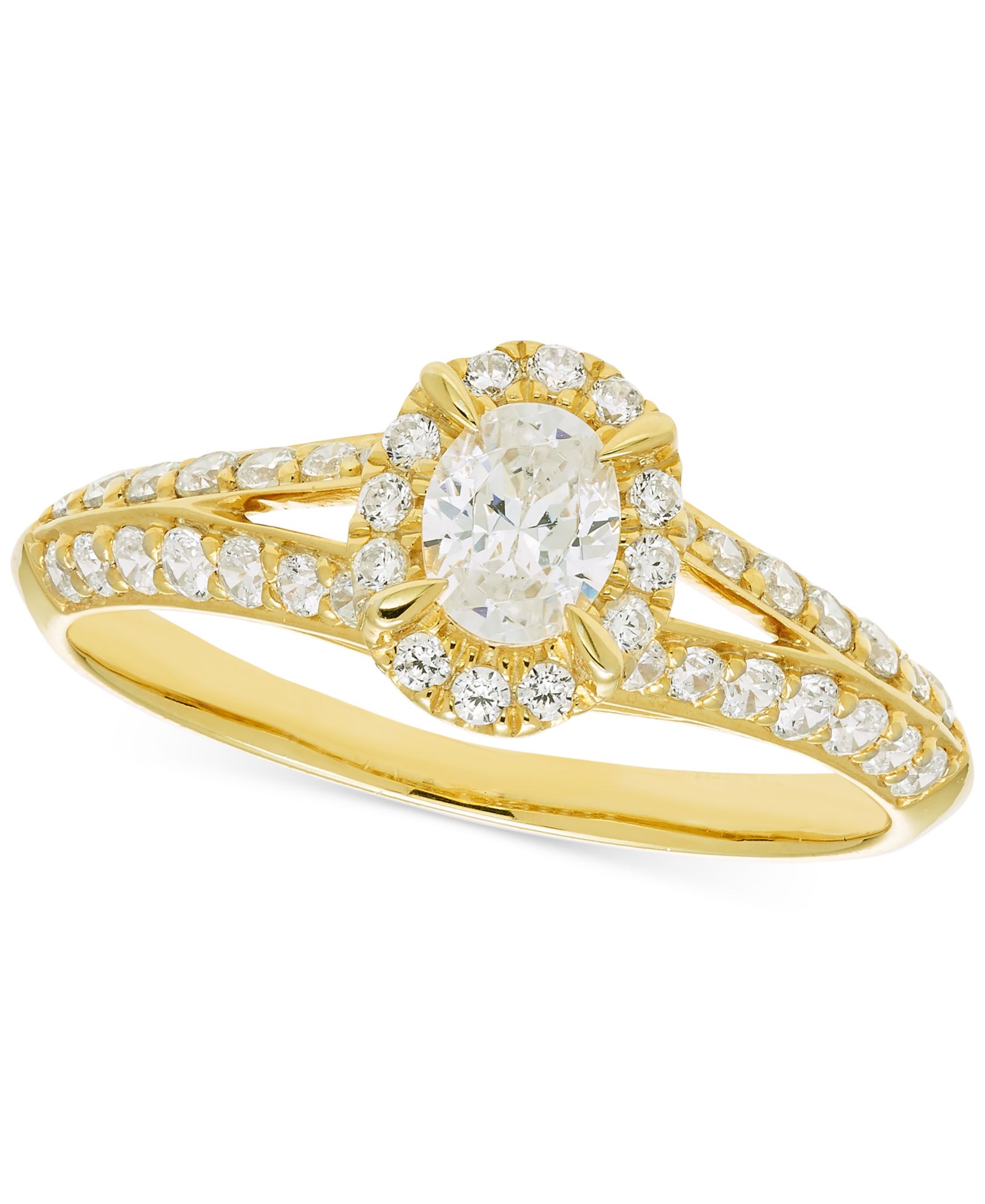 Помолвочное кольцо с бриллиантом в овале и гало, 14k Gold, 3/4 ct. t.w.