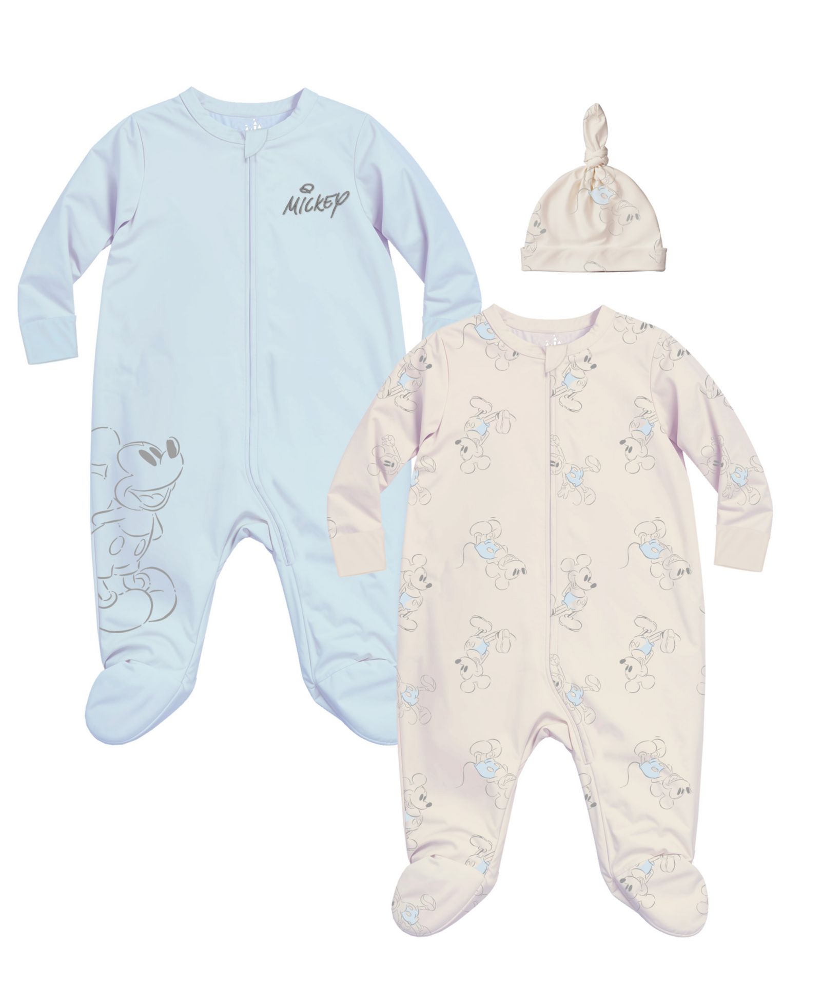 Disney Baby Boys' Mickey Mouse Print Coverall and Hat, 2-Piece Set