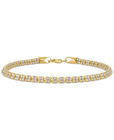 Мужской браслет Macy's Men's Diamond-Cut Ice Chain в 14k Gold Over Sterling Silver