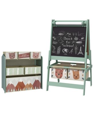 Органайзер для игрушек Qaba Kids Toy Organizer and Kids Easel Set с 6 Storage Bins