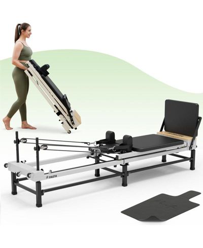 Syedee 91'' Foldable Pilates Equipment for Home Workouts,Pilates Reformer Machine for Home and Gym, Pilates Exercise Jump Board, 220lbs resistance 5 Springs