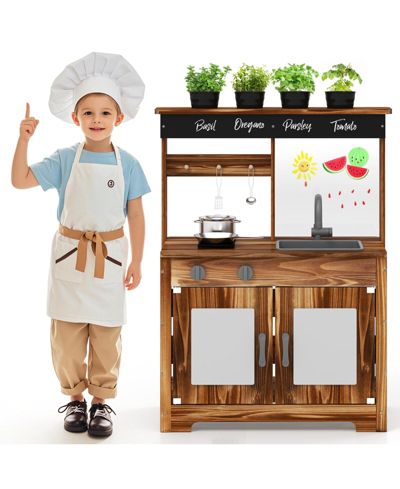 Slickblue Mud Kitchen Fir Wood Play Kitchen, Ages 3+