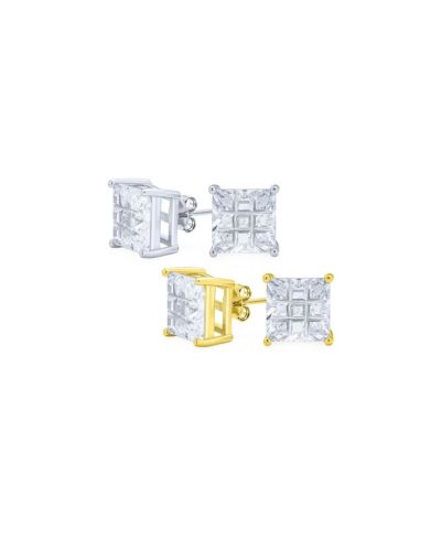 Серьги-гвоздики Bling Jewelry с квадратными камнями CZ