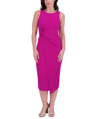 Siena Women's Ruched Side-Twist Sleeveless Midi Dress