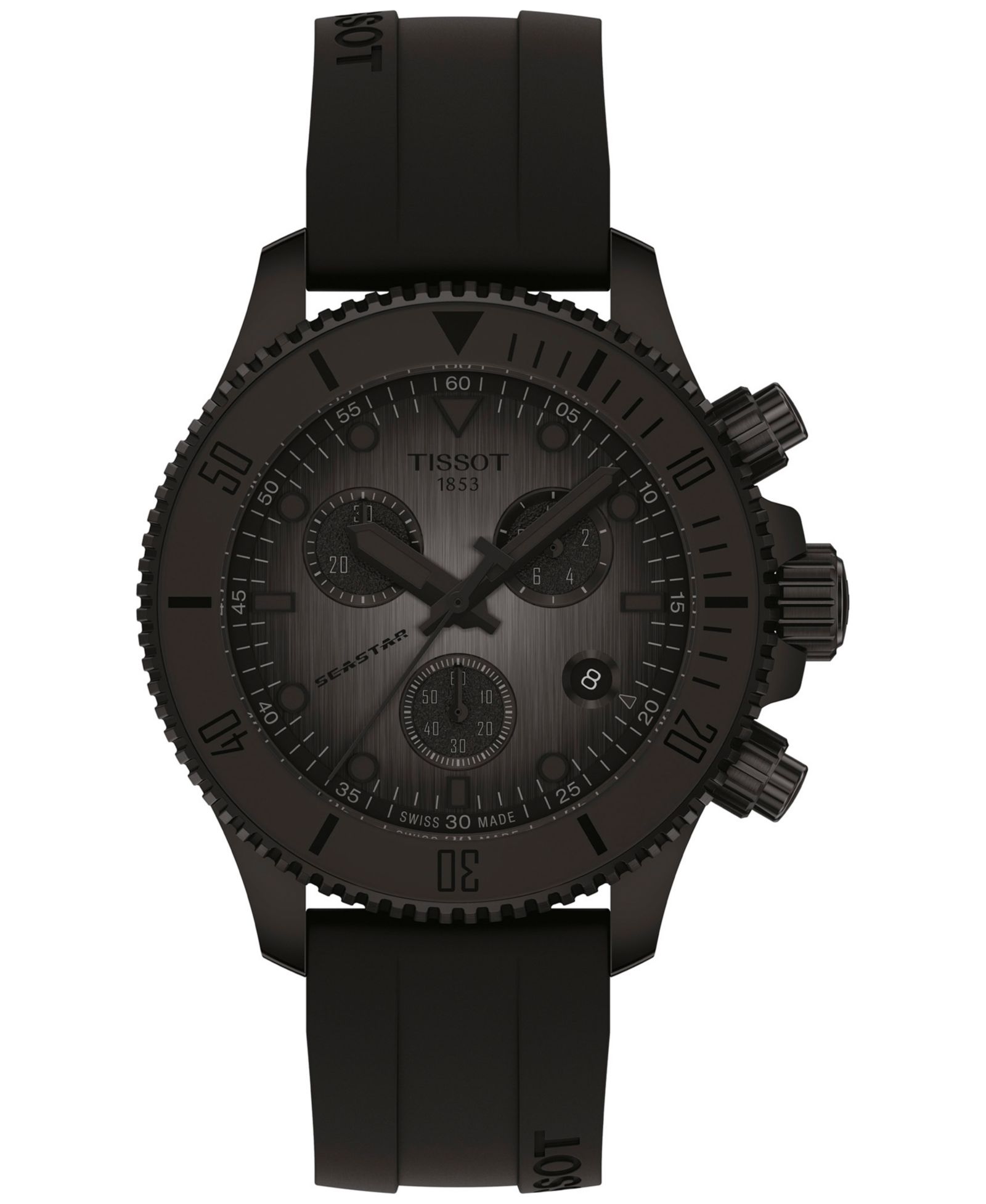 Tissot Men's Swiss Chronograph Seastar 1000 Black Rubber Strap Watch 38mm