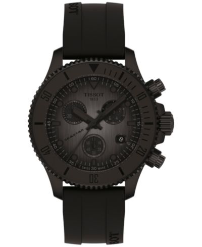 Tissot Men's Swiss Chronograph Seastar 1000 Black Rubber Strap Watch 38mm