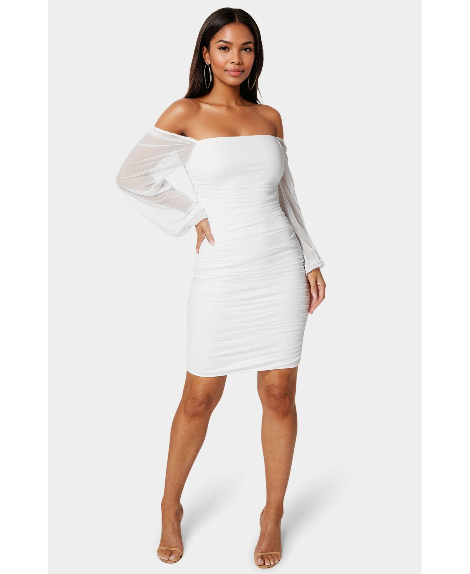 Bebe платье Blouson Sleeve Ruched, Женский