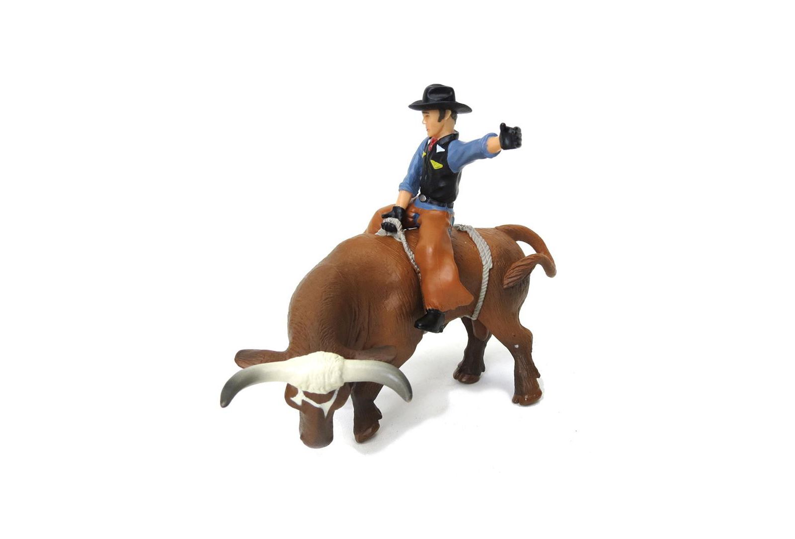 Little Buster Toys 1/16 коричневый бодливый бык и всадник, набор из 2 штук