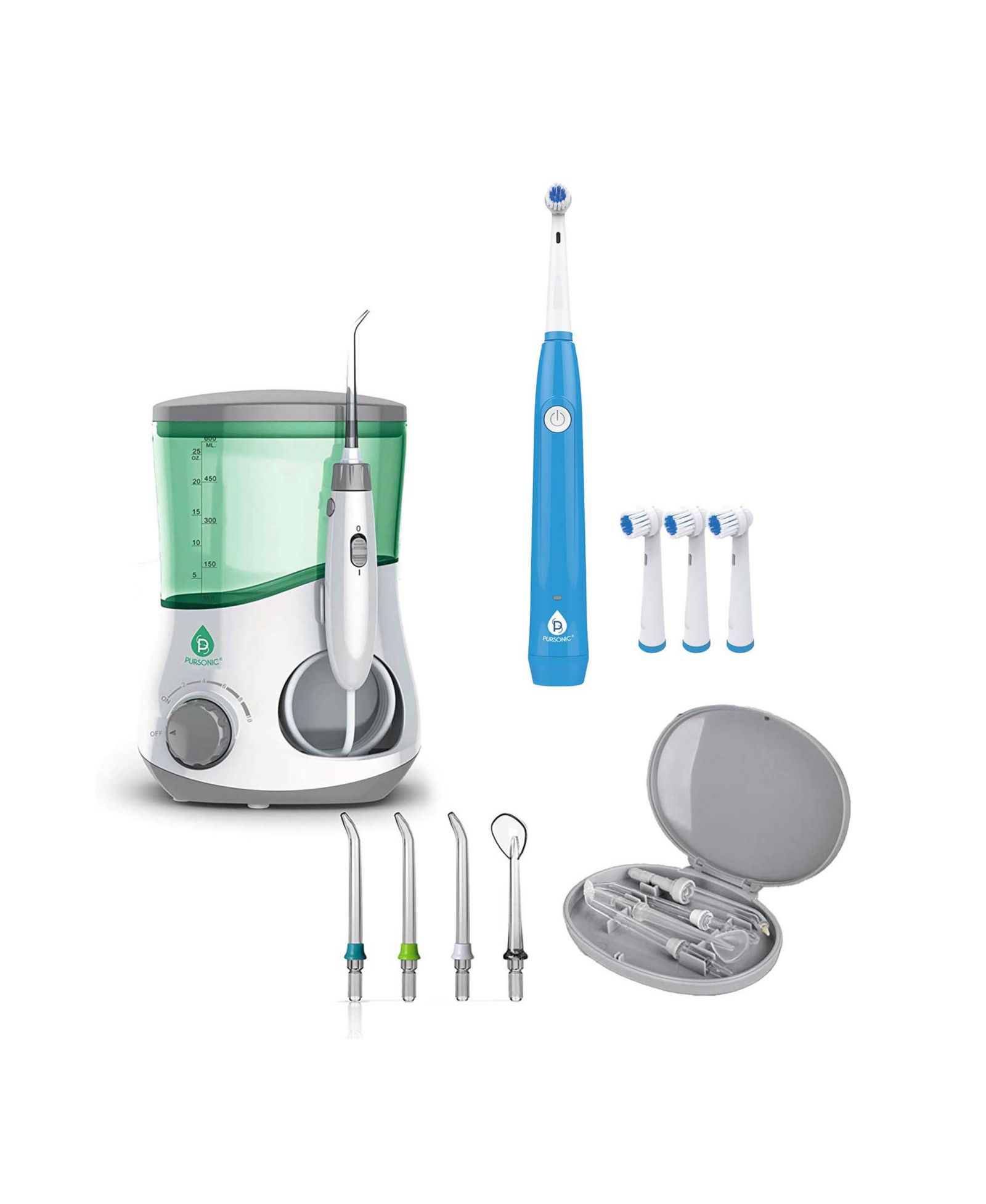 Pursonic Smile Pro Bundle: Professional Oral Irrigator + USB Rechargeable Rotary Toothbrush