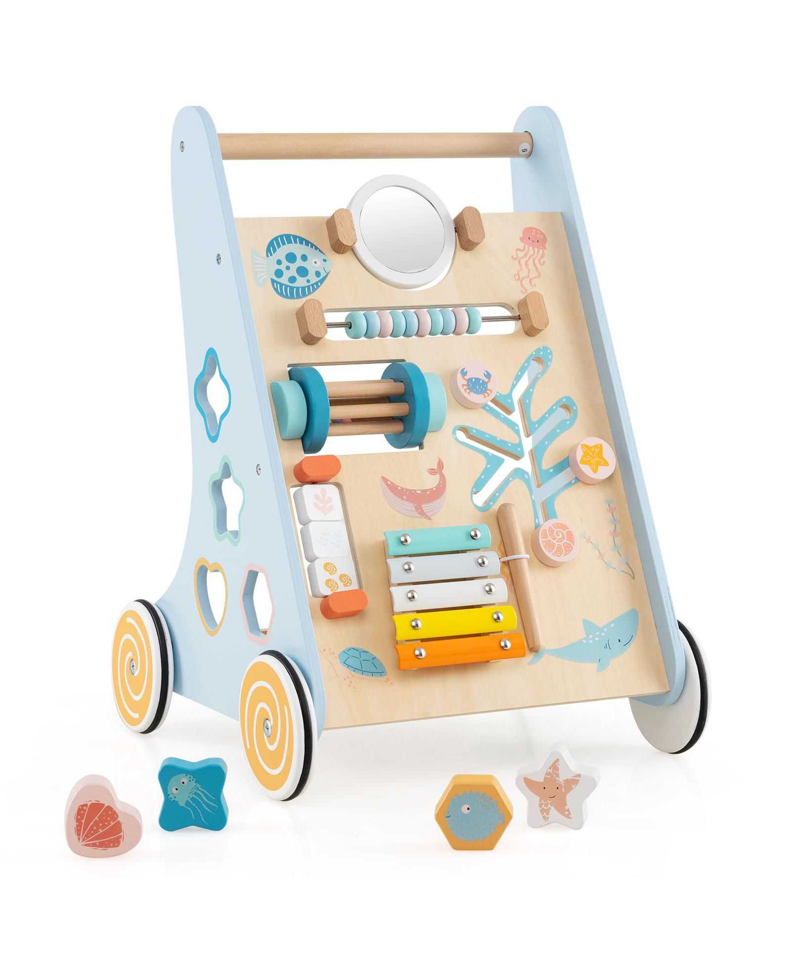 Slickblue Baby Walker Push and Pull Learning Activity Center with Wheels