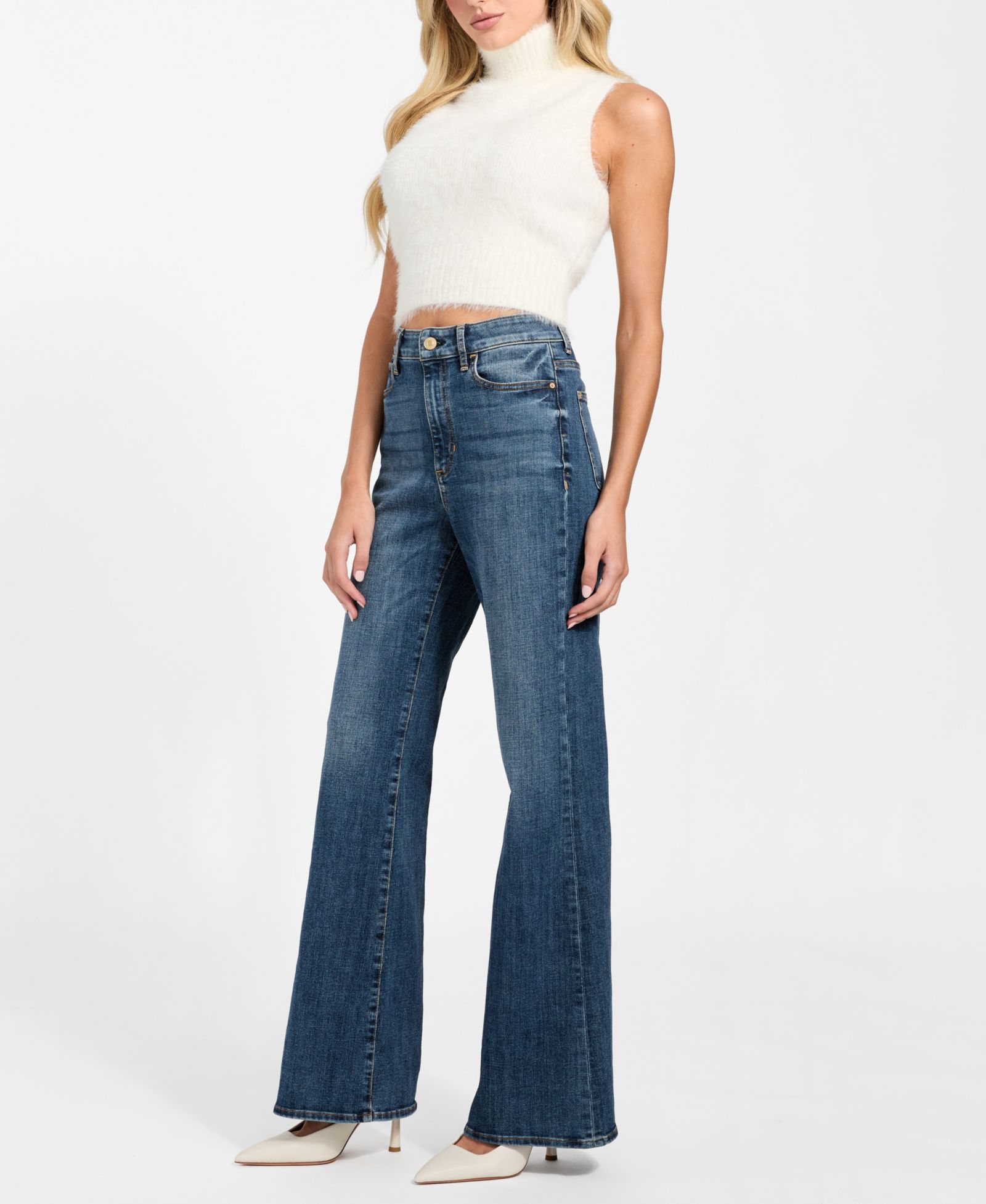 GUESS Women's Classic Faye High Rise Flare Jeans