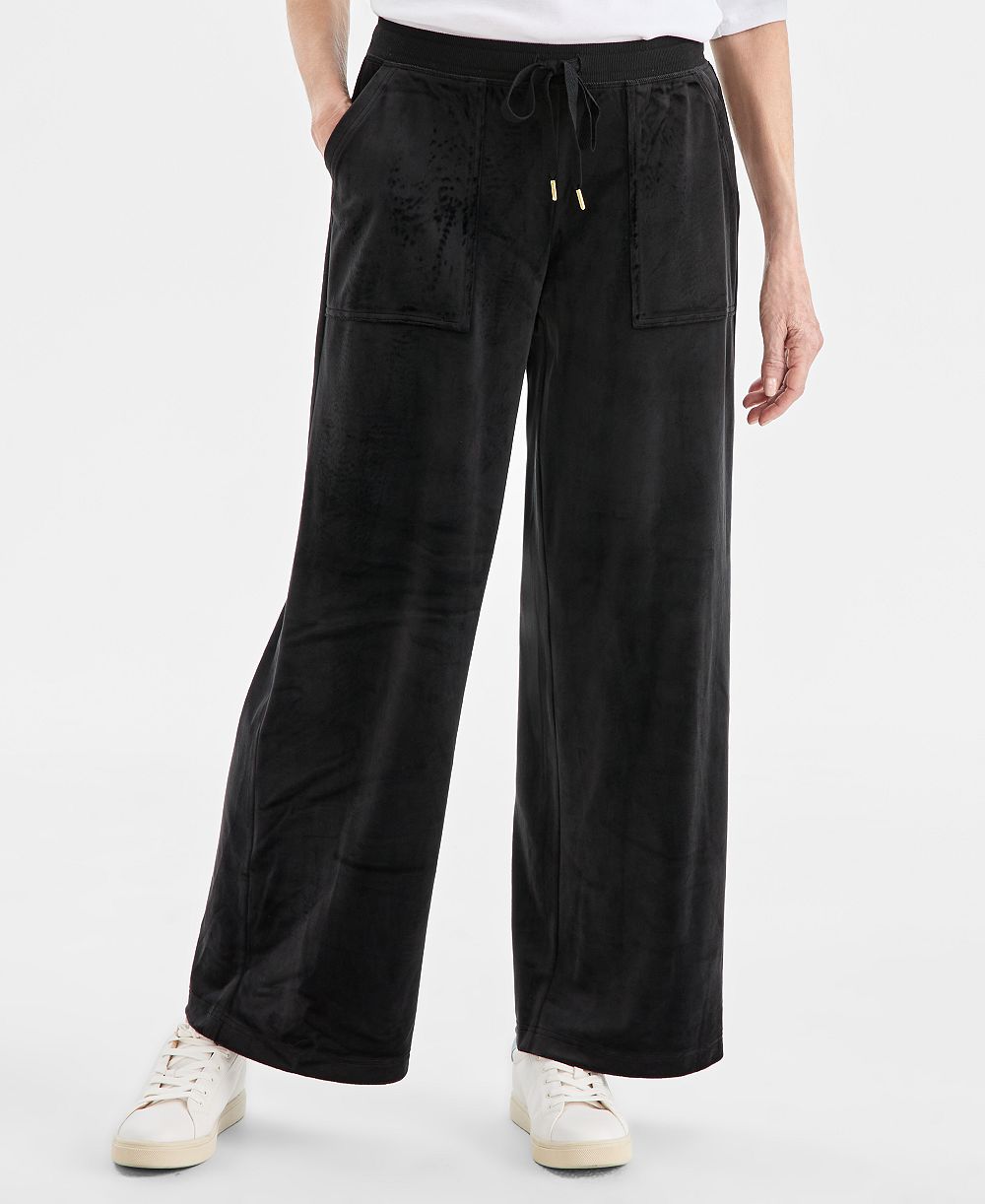 Style & Co Women's Wide-Leg Velour Lounge Pants, Macy's Exclusive