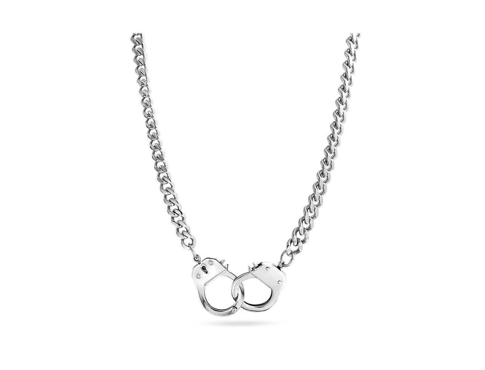 Bling Jewelry ожерелье Biker Punk Rock с крупной цепью и наручниками, черное золото серебро - 20"