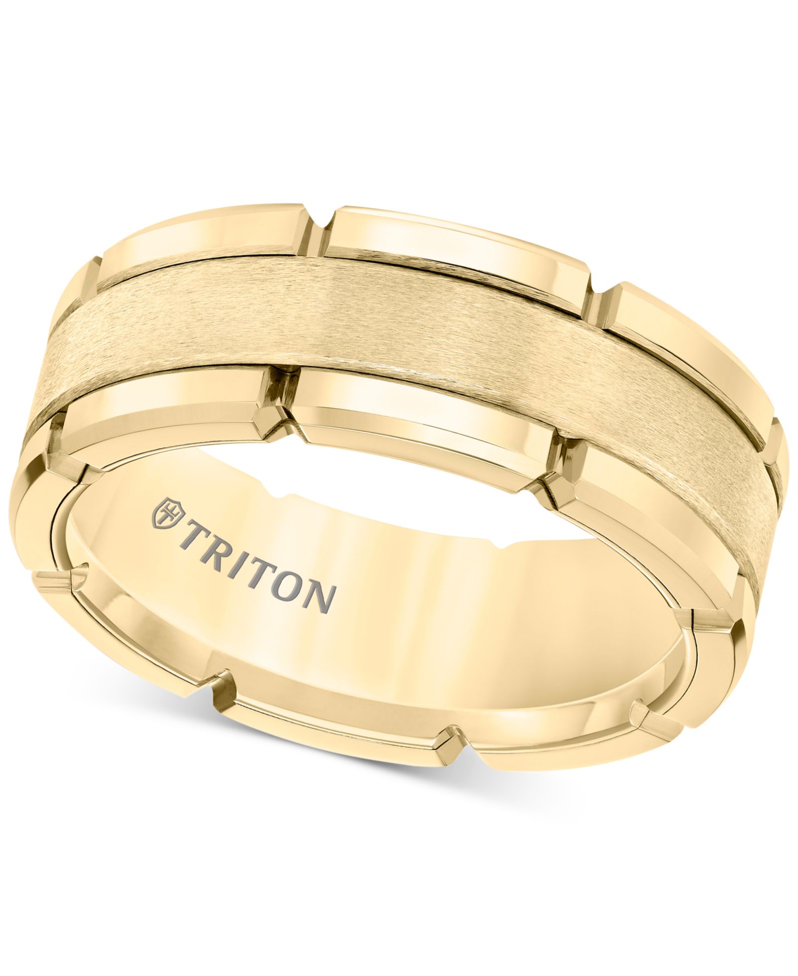 Triton Мужское обручальное кольцо 8mm, желтый вольфрам-карбид, Comfort-Fit
