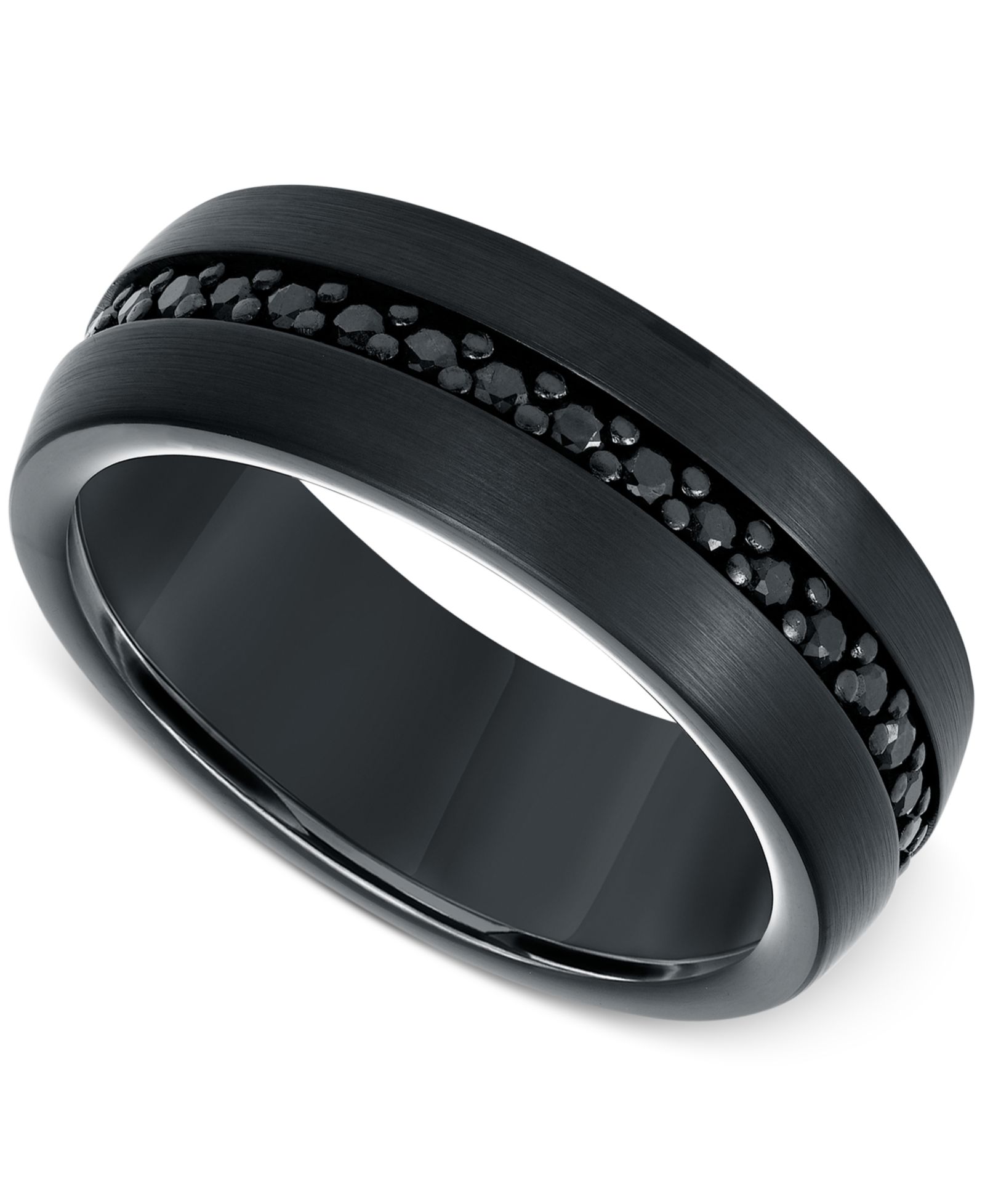 Men's Sapphire 8mm Band (9/10 ct. t.w.) in Black Tungsten Carbide