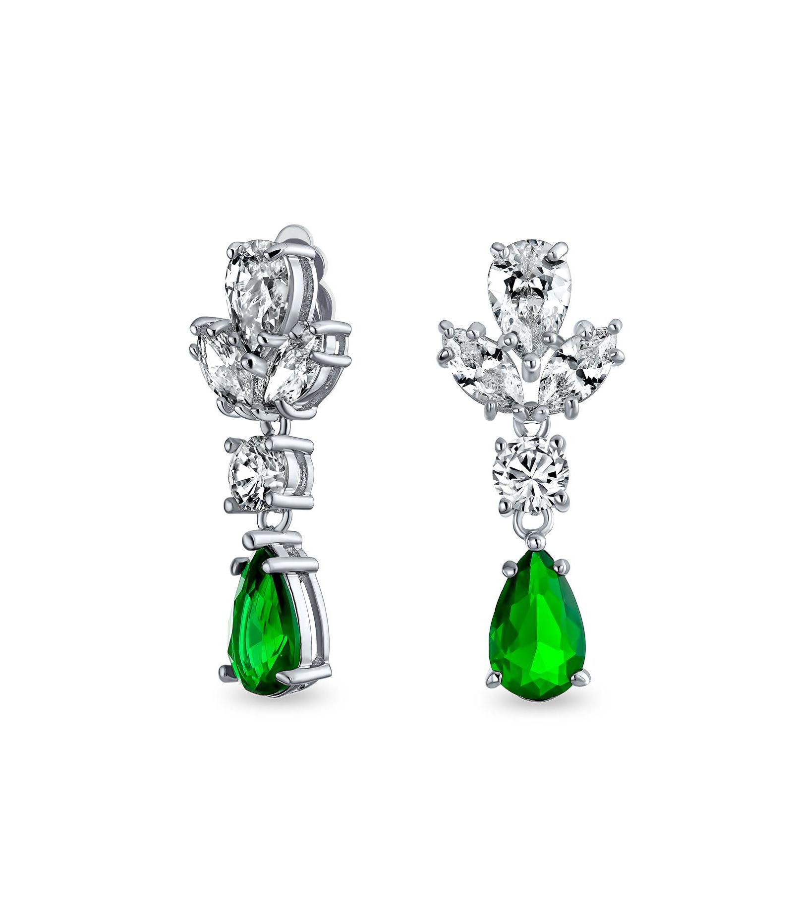 Bling Jewelry винтажные серьги-клипсы с подвесками в форме листа и капли аква CZ