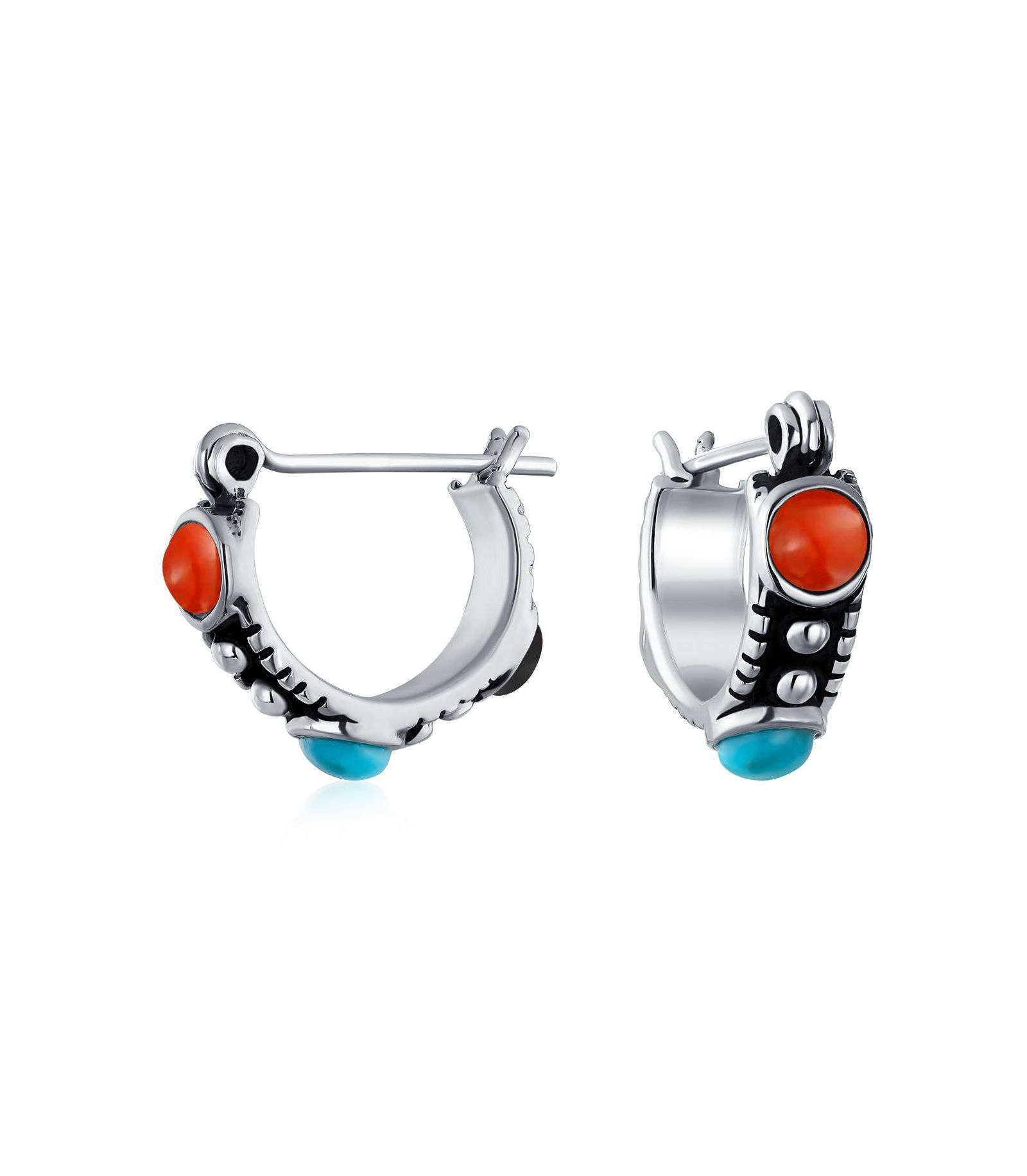 Серьги-кольца Bling Jewelry Southwestern с красным карнелином и стерлинговым серебром