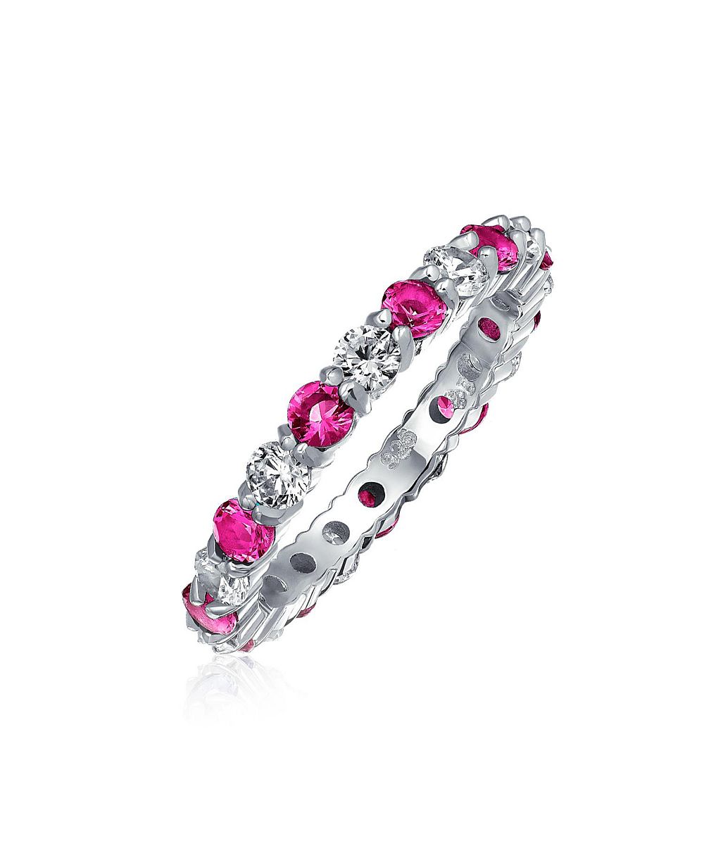 Кольцо Bling Jewelry Two Color Cubic Zirconia Stackable CZ Eternity Band Sterling Silver