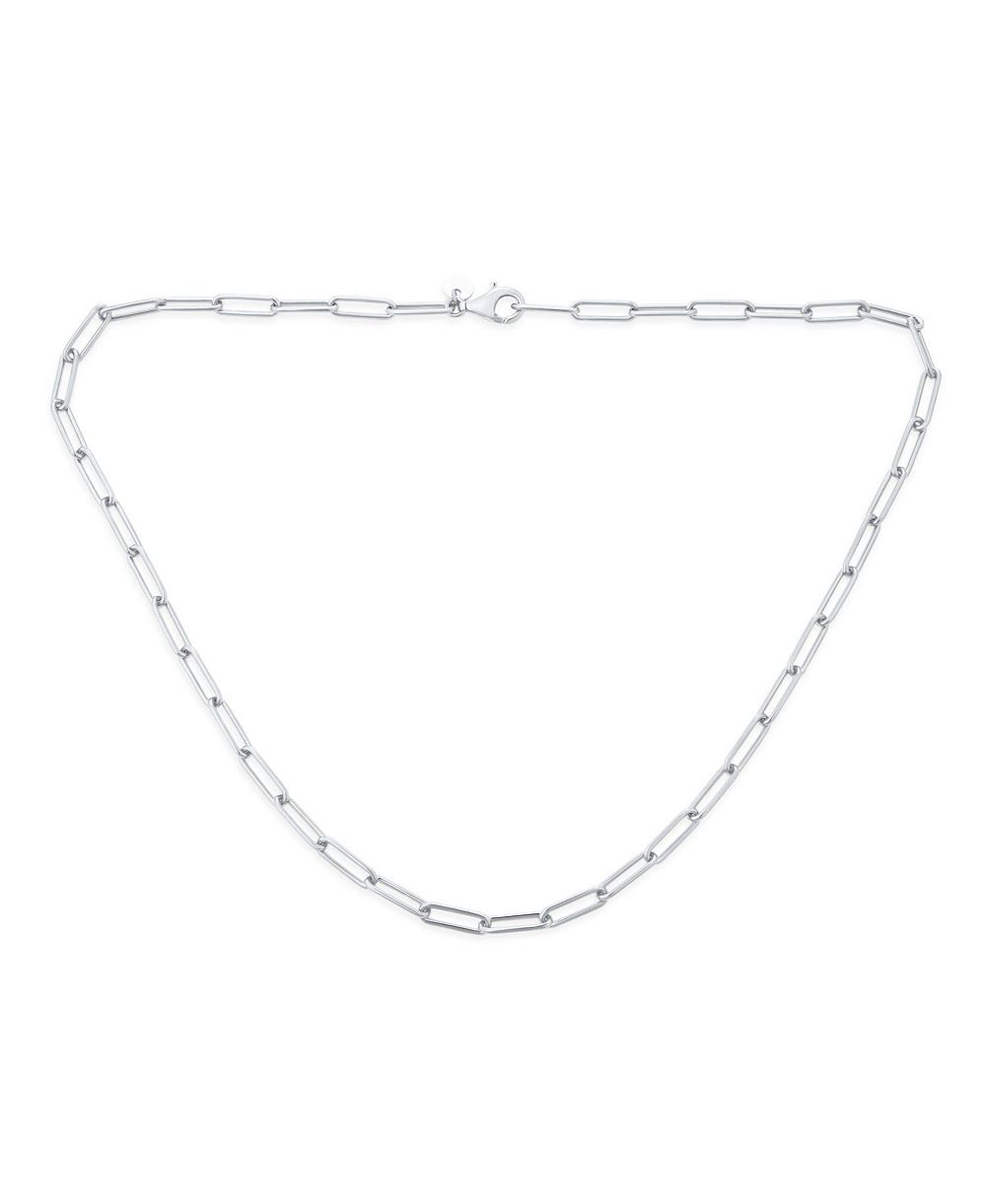 Bling Jewelry Rounded Link Paperclip Chain Necklace in Sterling Silver