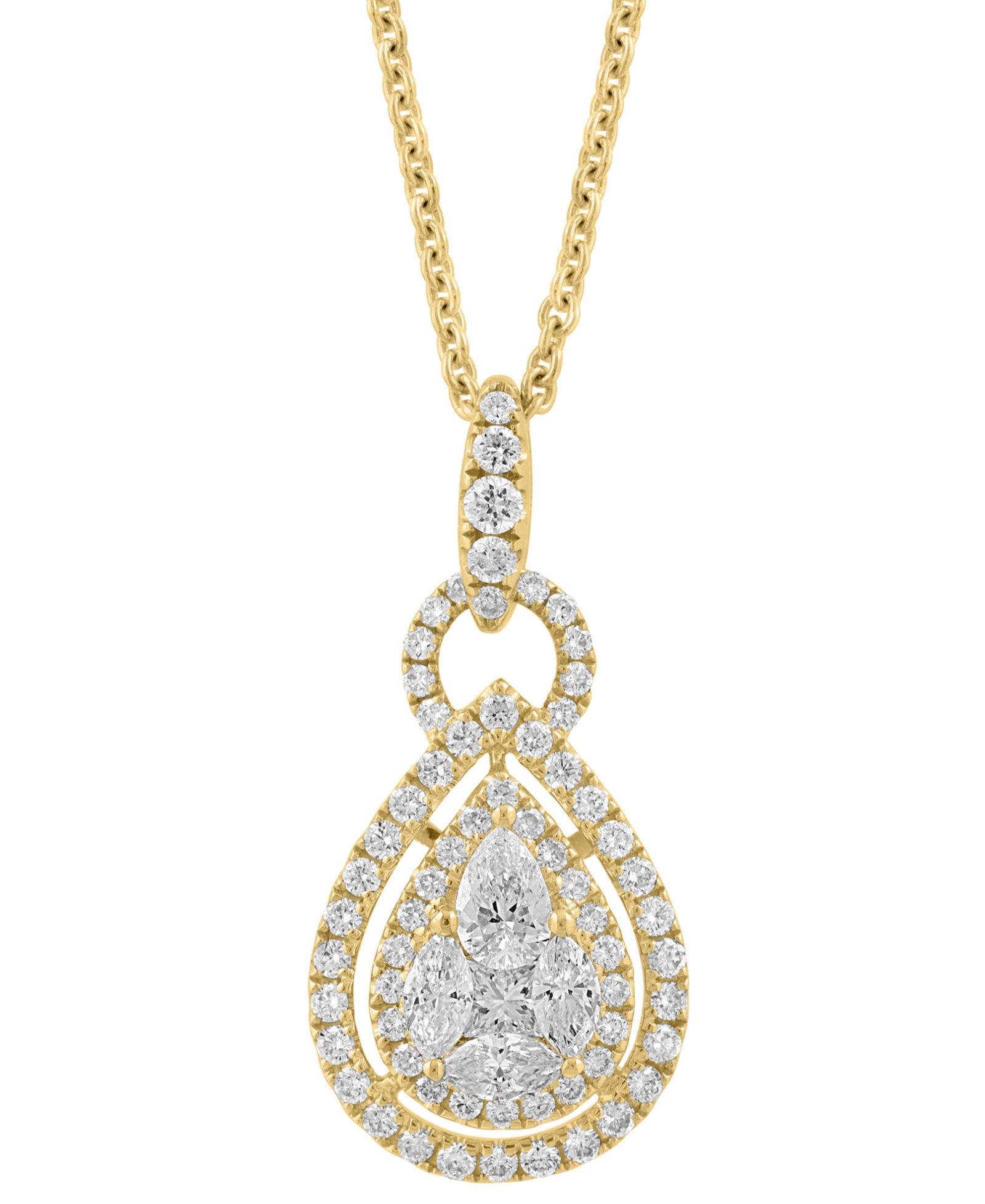 EFFY® Diamond Mixed Cut Teardrop Halo 18" Подвеска-ожерелье (1 ct. t.w.) в 14k White Gold