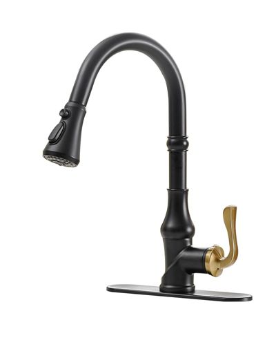Greenspring Single-Handle Pull-Down Sprayer 3 Spray High Arc Kitchen Faucet With Deck Plate