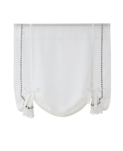 Kate Aurora Rod Pocket Textured Yarn Sheer Tie Up Balloon Curtain Window Panel - 63 in. Long