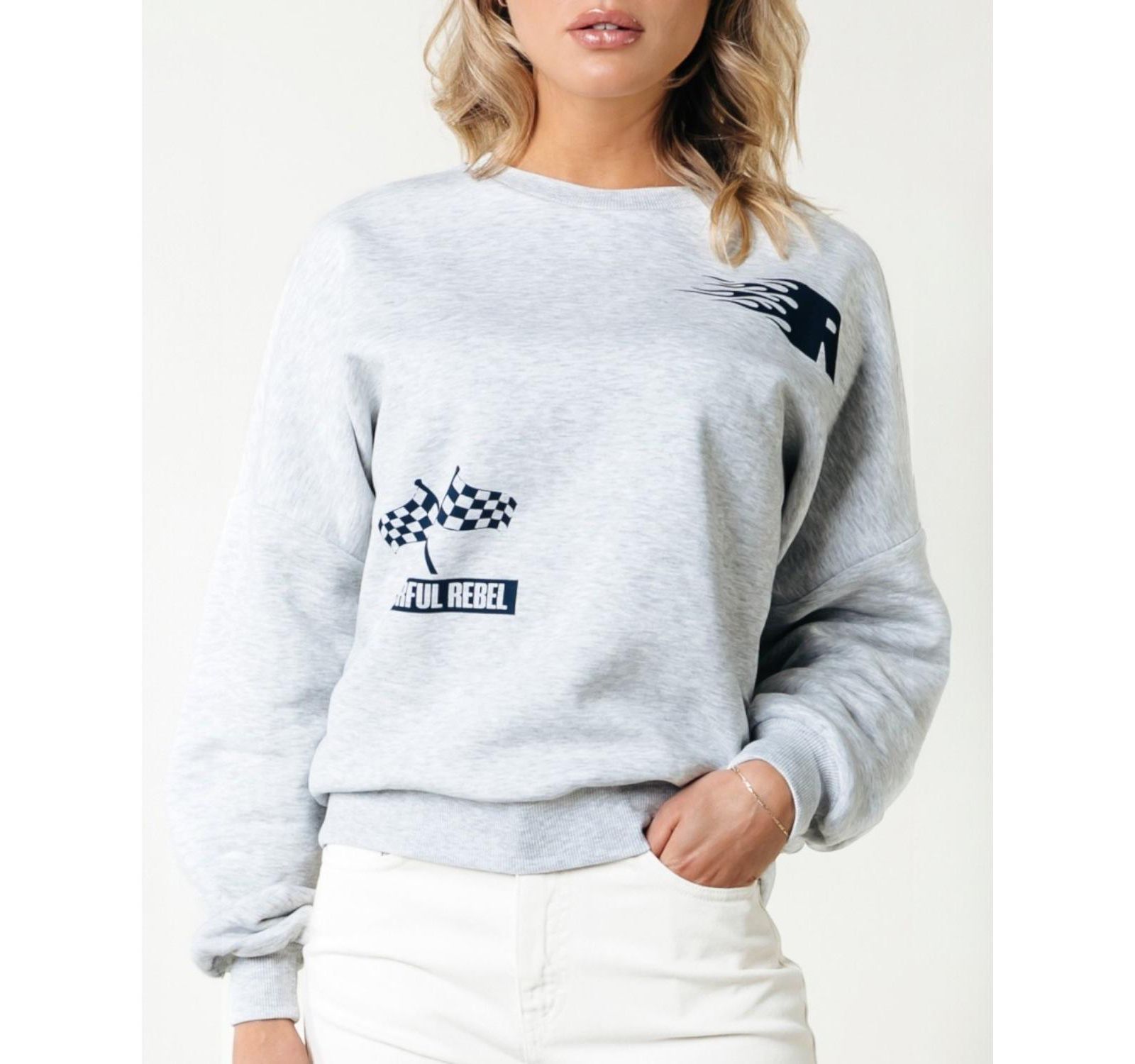 Женский свитшот Colourful Rebel Racer Logo Dropped Shoulder
