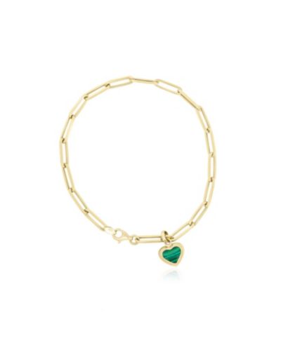 Браслет The Lovery Malachite Heart Paperclip