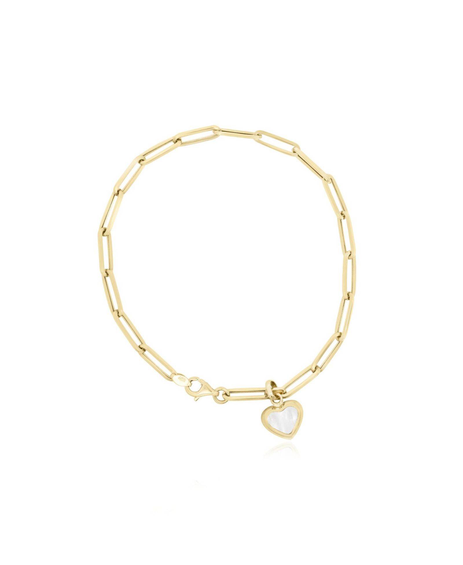 Браслет The Lovery Mother of Pearl Heart Paperclip