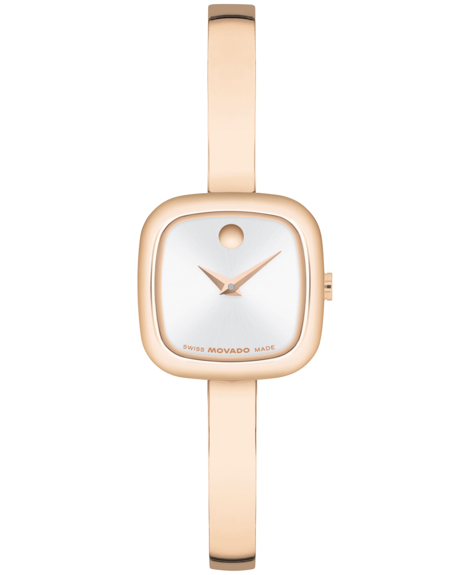 Movado часы Women's Museum Cushion Swiss Quartz Rose PVD Bangle, 21.50mm