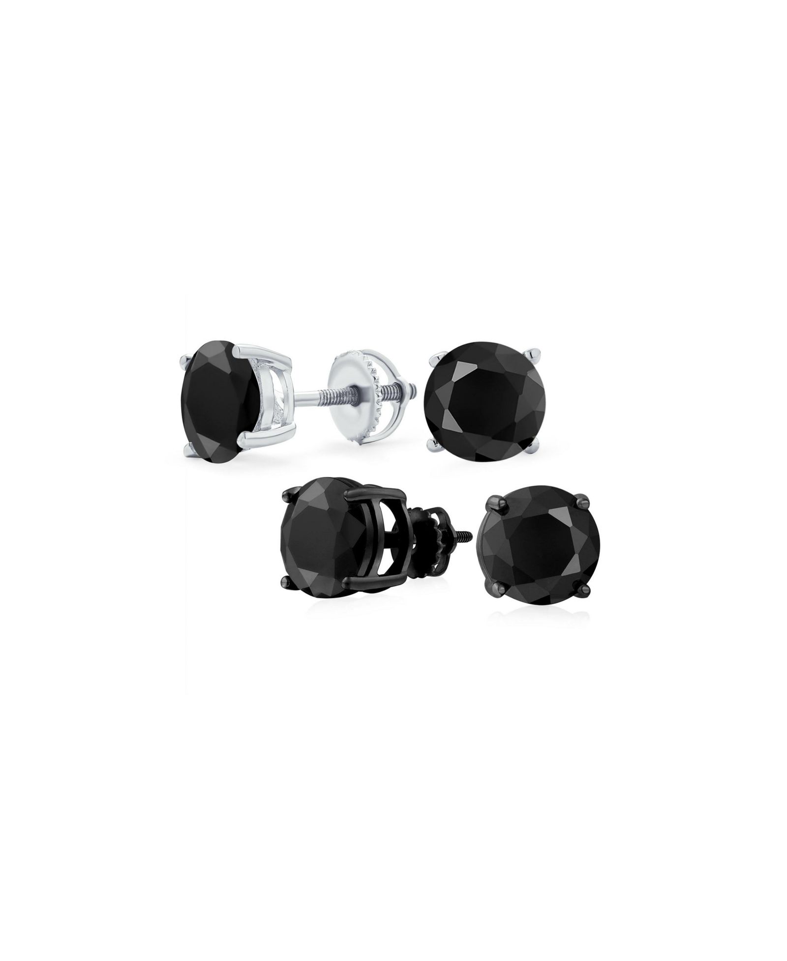 Bling Jewelry Classic CZ Solitaire Cubic Zirconia Stud Earrings Screwback Posts Sterling