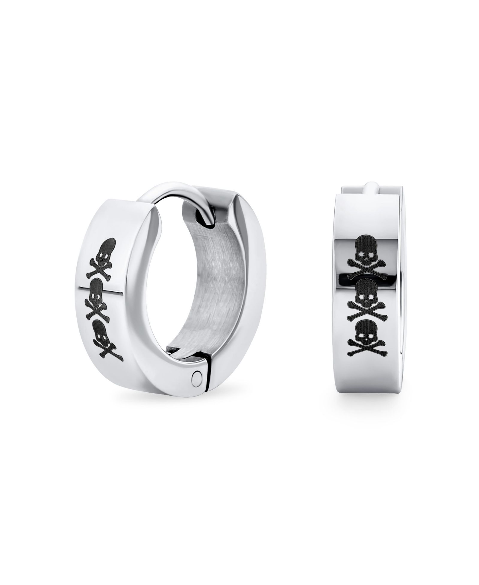 Серьги-кольца Bling Jewelry с маленькими черепами для Хэллоуина, стиль байкера, Kpop, из нержавеющей стали